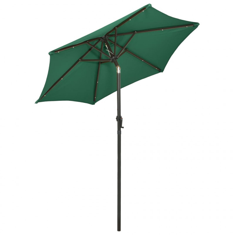 Parasol ogrodowy z LED, zielony, 200x211 cm, aluminium