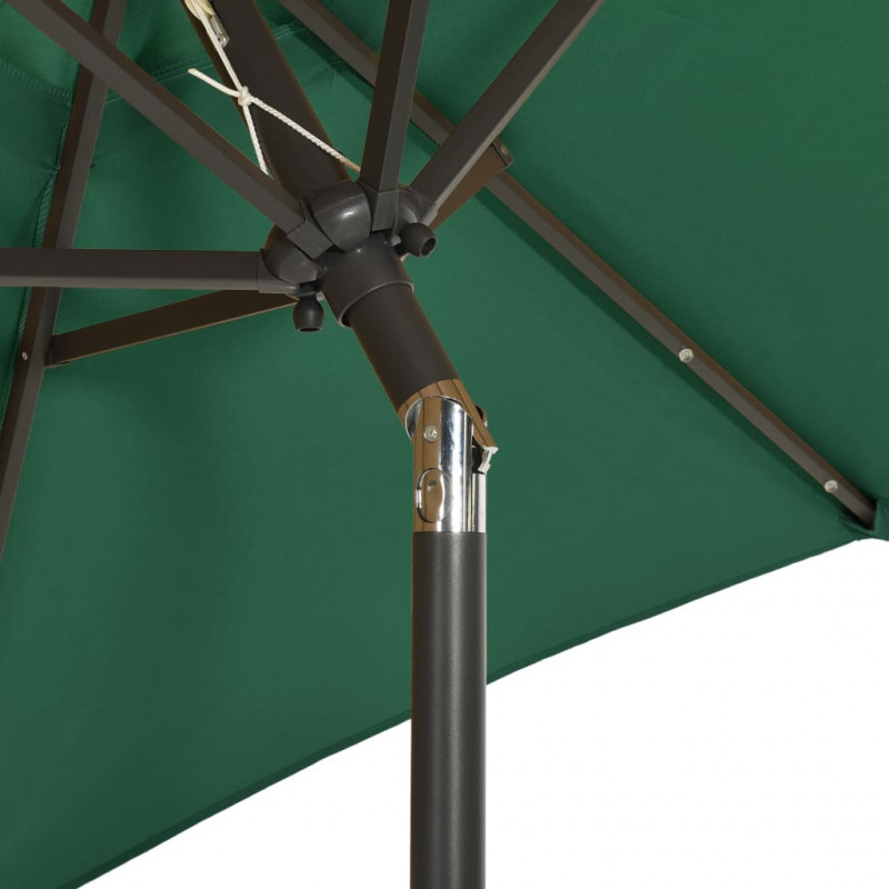 Parasol ogrodowy z LED, zielony, 200x211 cm, aluminium