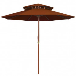 Parasol ogrodowy z dwupoziomową czaszą, terakota, 270 cm