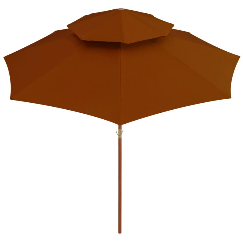 Parasol ogrodowy z dwupoziomową czaszą, terakota, 270 cm