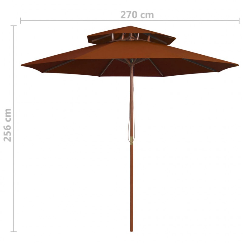 Parasol ogrodowy z dwupoziomową czaszą, terakota, 270 cm
