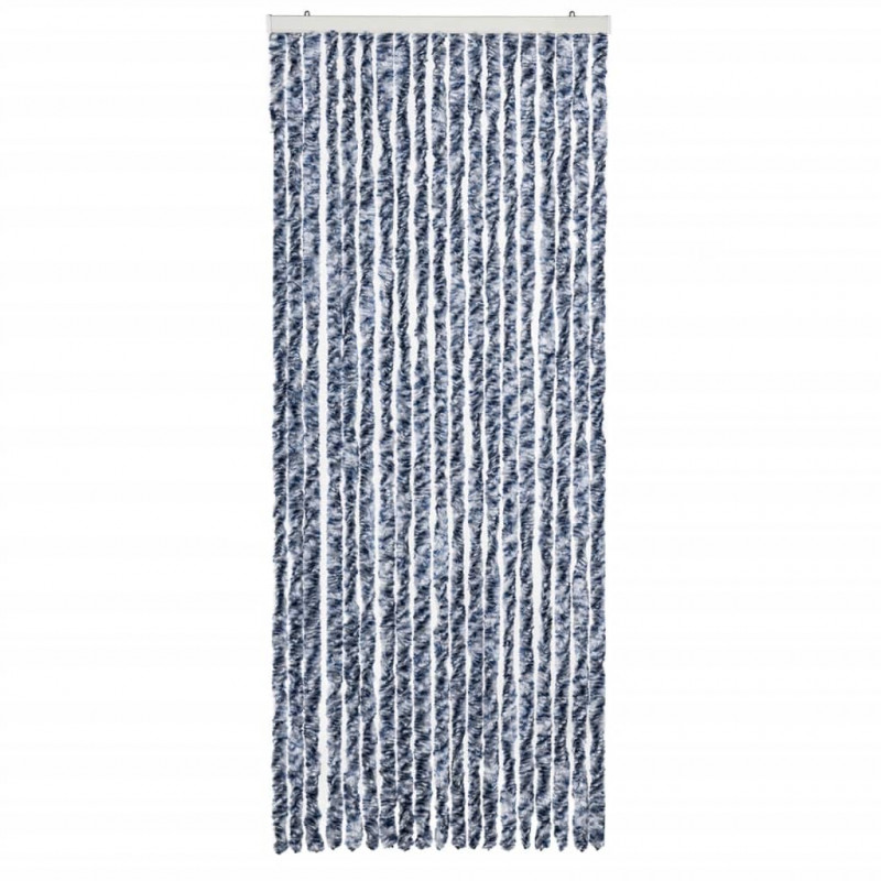 Zasłona przeciwko owadom, niebiesko-biała, 56x200 cm, szenil