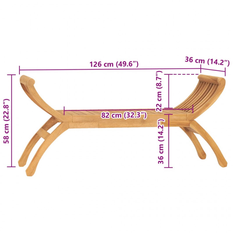 Ławka ogrodowa, 126 cm, lite drewno tekowe