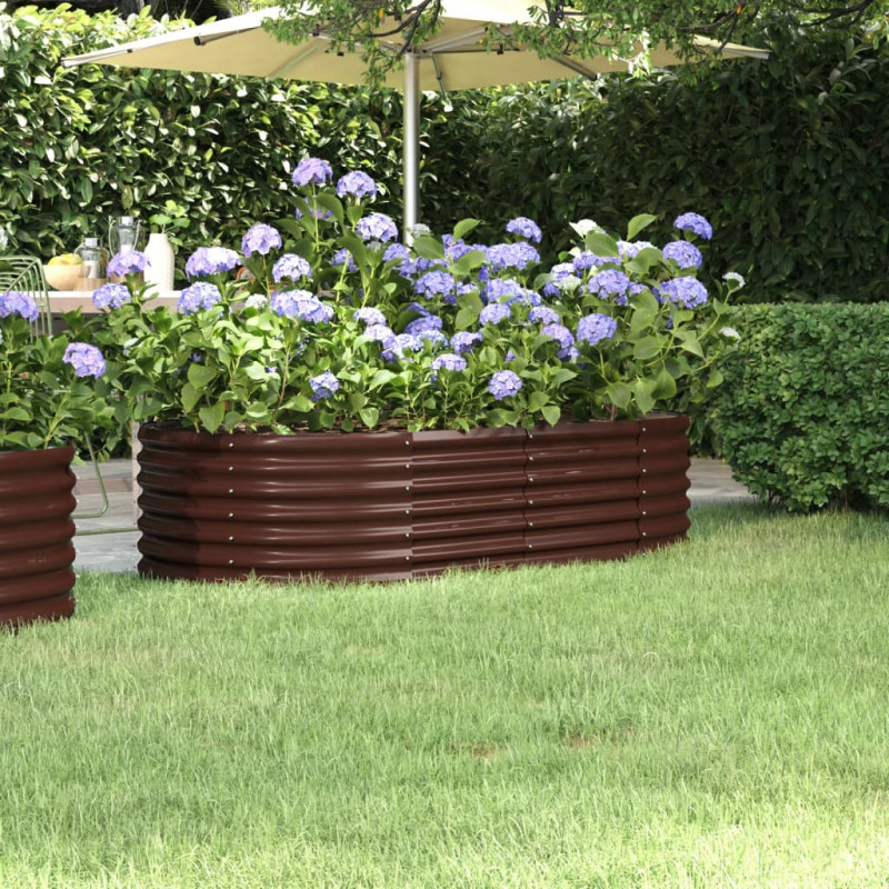 Podwyższona donica, malowana proszkowo stal, 152x80x36 cm, brąz