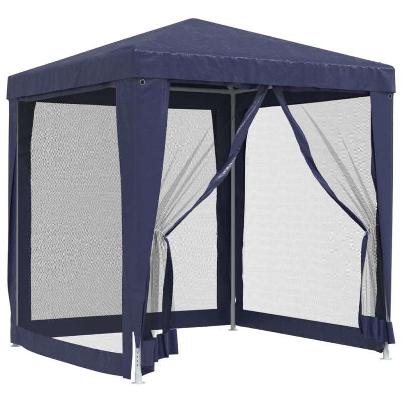 Namiot imprezowy z 4 ścianami z siatki, niebieski, 2x2 m, HDPE