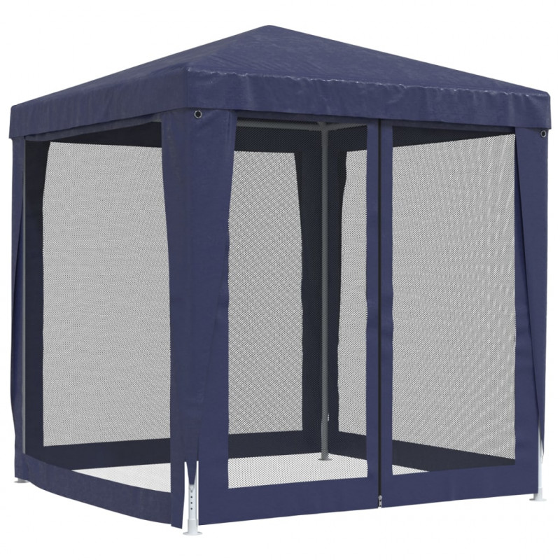 Namiot imprezowy z 4 ścianami z siatki, niebieski, 2x2 m, HDPE