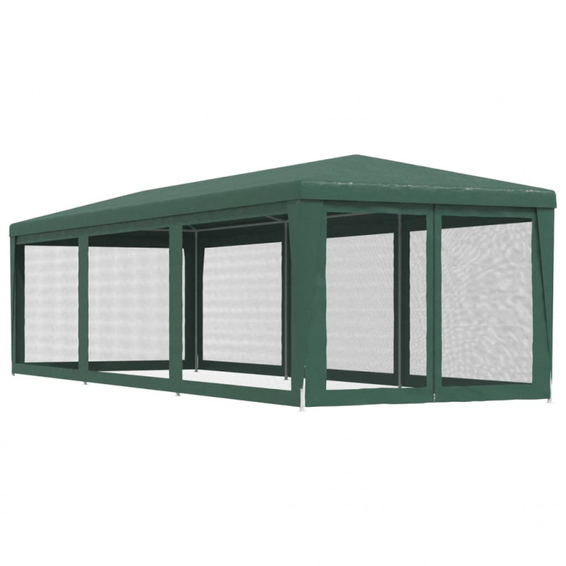 Namiot imprezowy z 8 ścianami z siatki, zielony, 3x9 m, HDPE