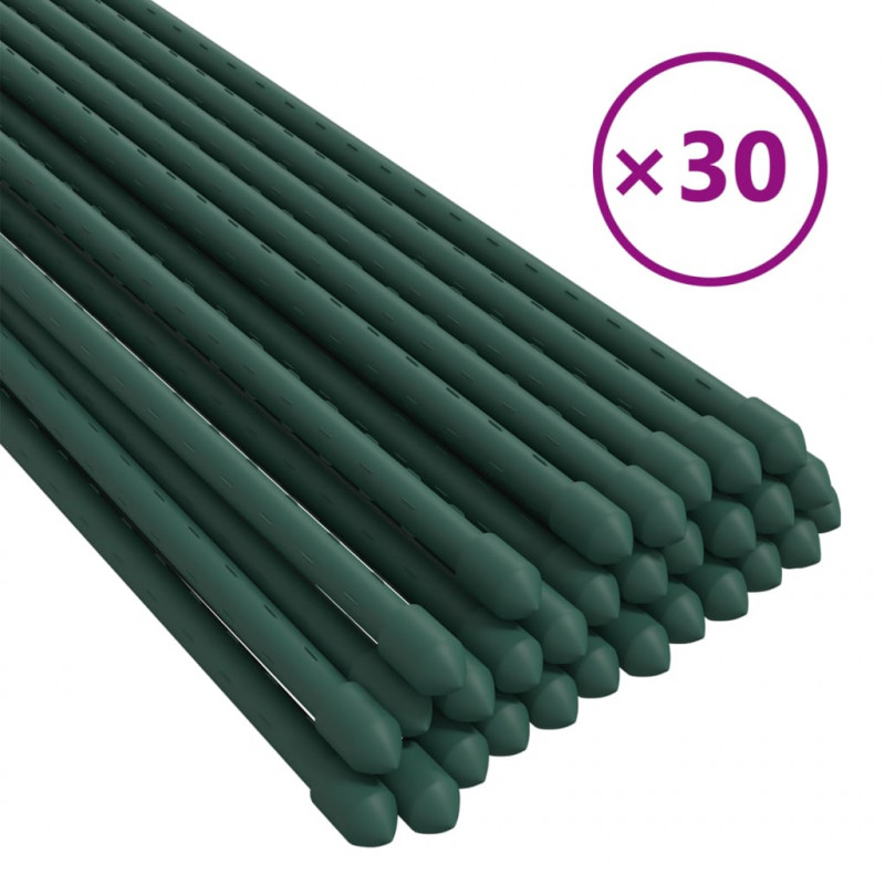 Podpórki do roślin, 30 szt., zielone, 60 cm, stalowe