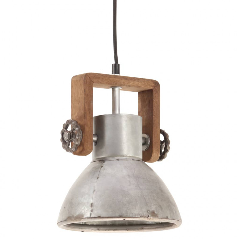 Industrialna lampa wisząca, 25 W, srebrna, okrągła, 19 cm, E27