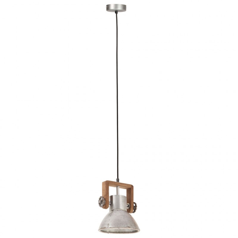 Industrialna lampa wisząca, 25 W, srebrna, okrągła, 19 cm, E27