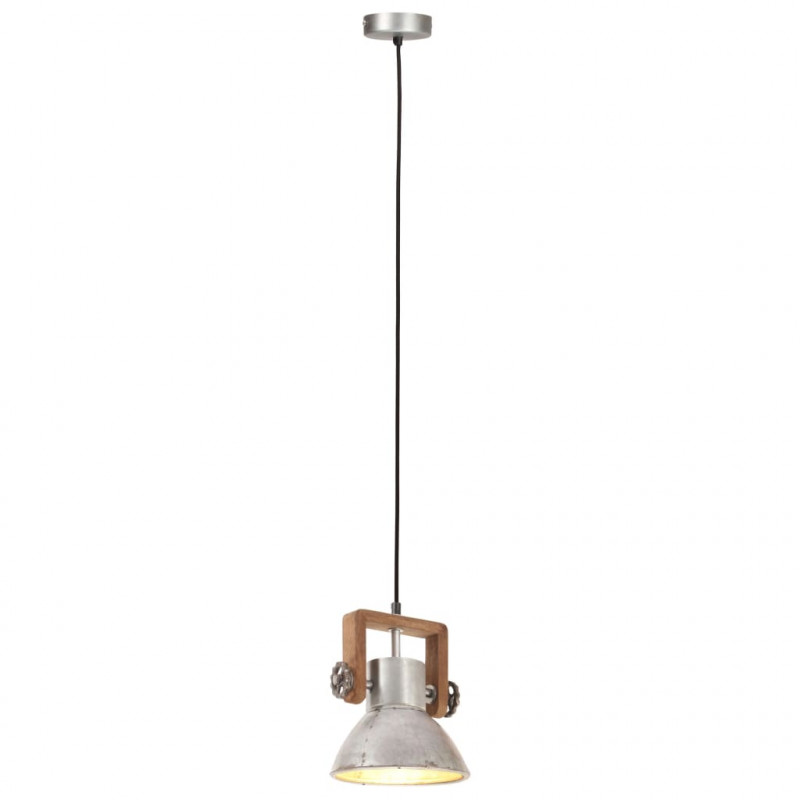 Industrialna lampa wisząca, 25 W, srebrna, okrągła, 19 cm, E27
