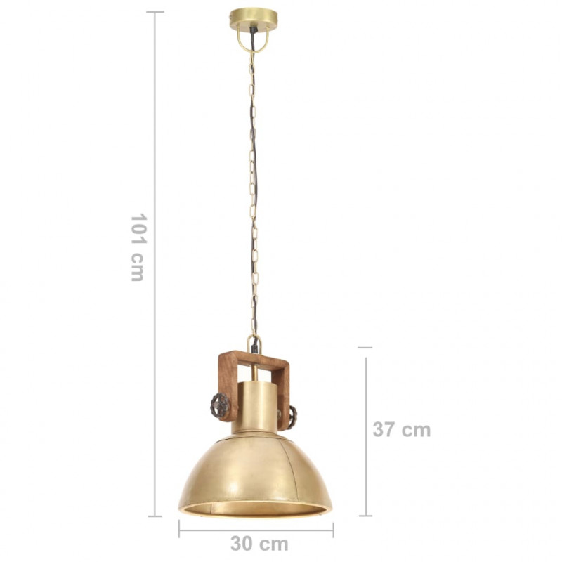 Industrialna lampa wisząca, 25 W, mosiężna, okrągła, 30 cm, E27