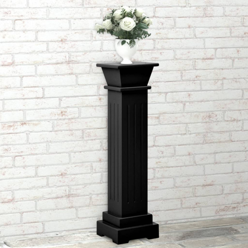 Klasyczny kwietnik w kształcie kolumny, czarny, 17x17x66cm, MDF
