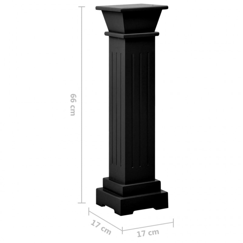 Klasyczny kwietnik w kształcie kolumny, czarny, 17x17x66cm, MDF