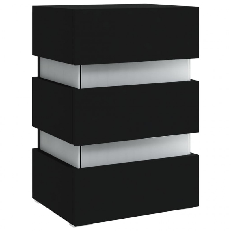 Szafka nocna z LED, czarna 45x35x67 cm, materiał drewnopochodny