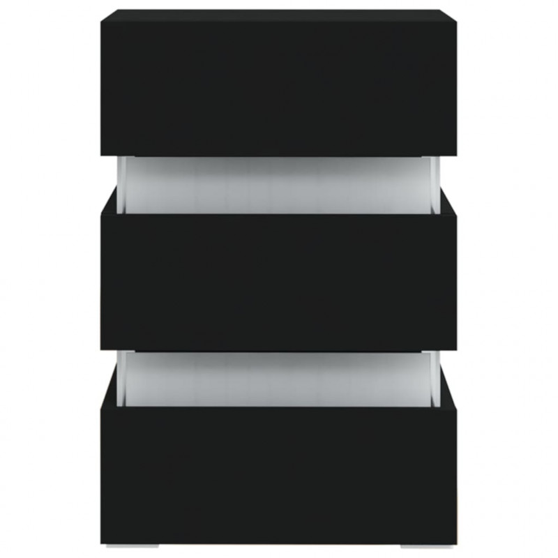 Szafka nocna z LED, czarna 45x35x67 cm, materiał drewnopochodny