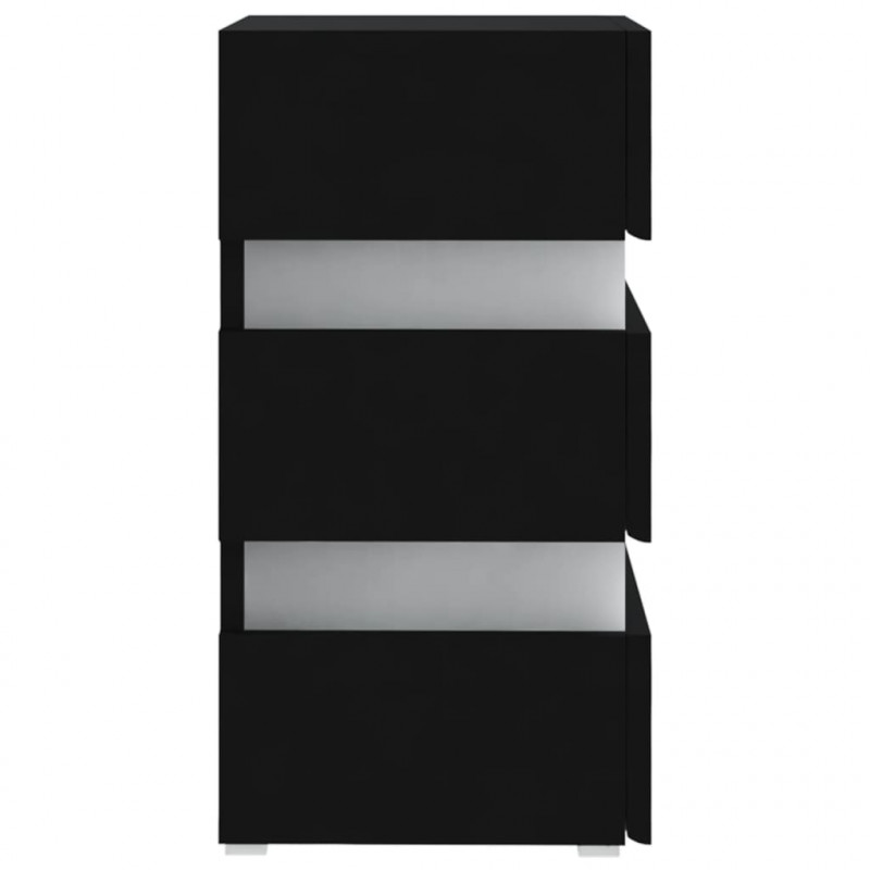 Szafka nocna z LED, czarna 45x35x67 cm, materiał drewnopochodny