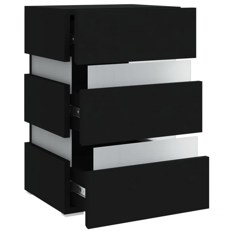 Szafka nocna z LED, czarna 45x35x67 cm, materiał drewnopochodny