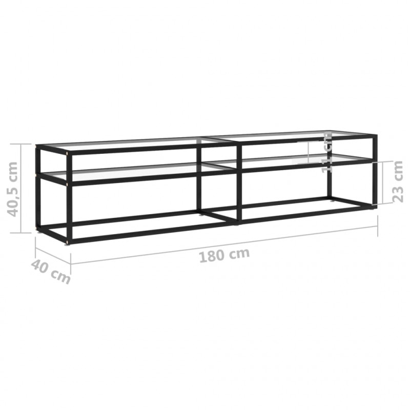 Szafka pod TV, przezroczysta, 180x40x40,5 cm, hartowane szkło