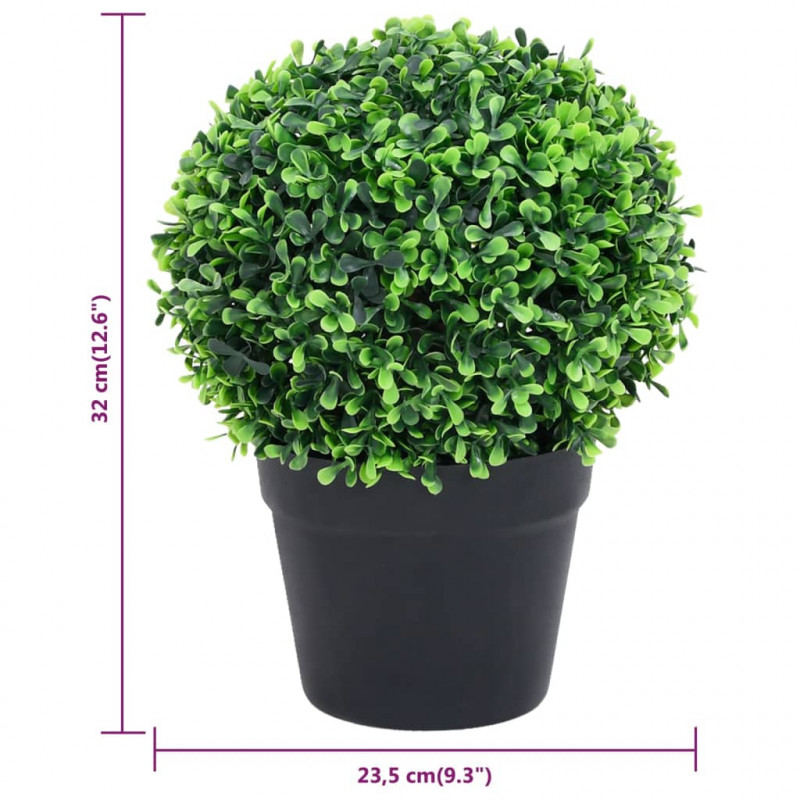 Kule ze sztucznego bukszpanu w doniczce, 2 szt., zielone, 32 cm