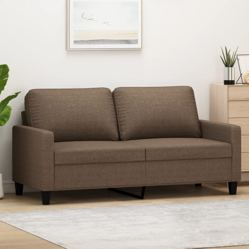 Sofa 2-osobowa, brązowa, 140 cm, tapicerowana tkaniną