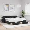 Sofa rozsuwana z szufladami, czarna, 90x200 cm, aksamit