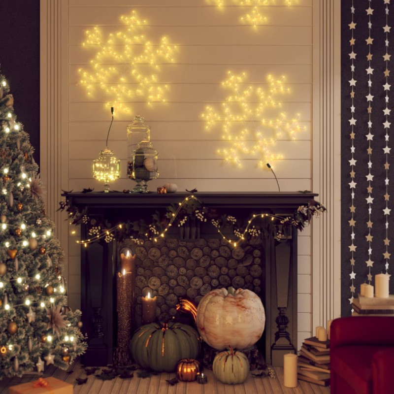 Świąteczna dekoracja płatek śniegu 144 LED ciepła biel 59x59 cm