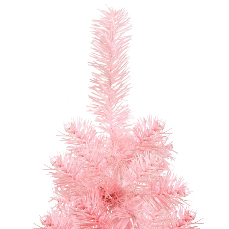 Smukła choinka połówka ze stojakiem, sztuczna, różowa, 120 cm