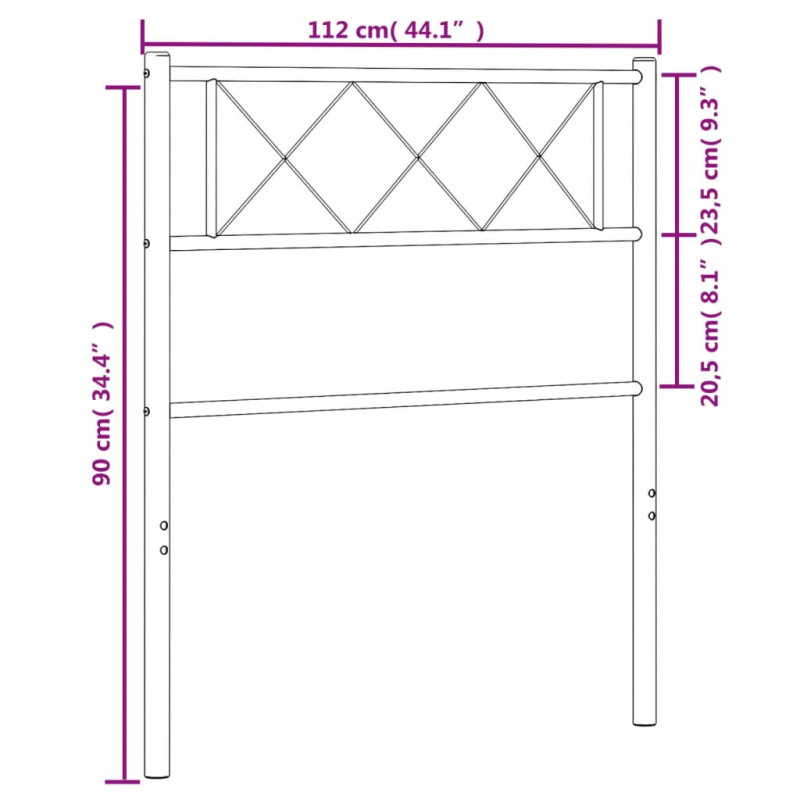 Metalowe wezgłowie, białe, 107 cm