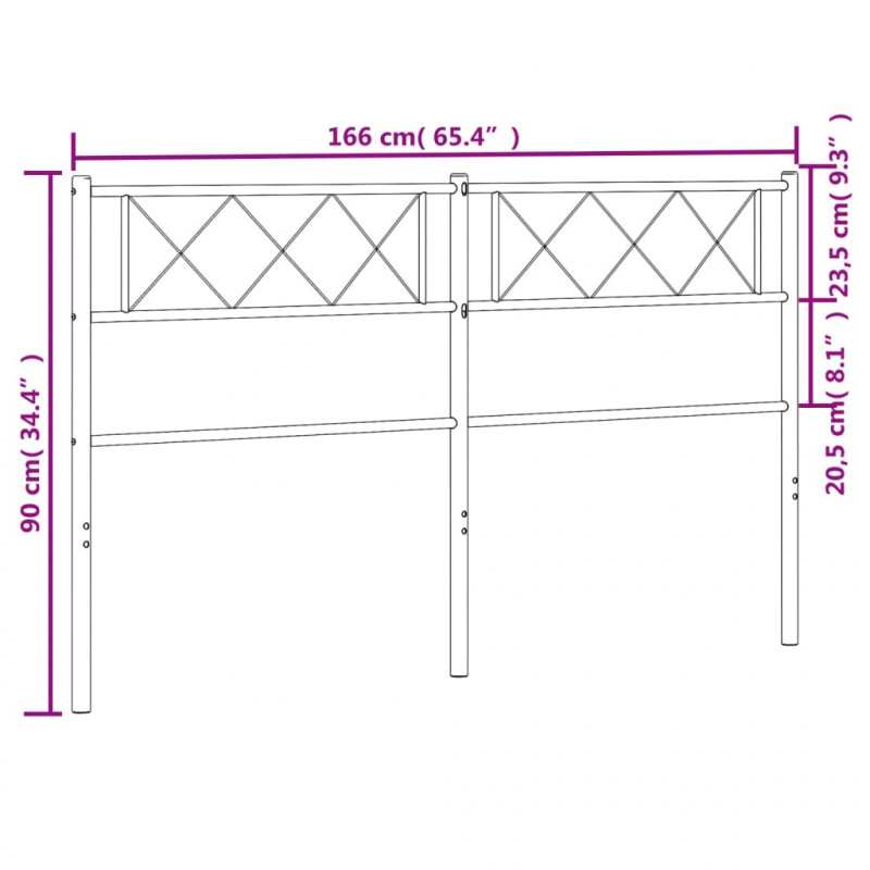 Metalowe wezgłowie, białe, 160 cm