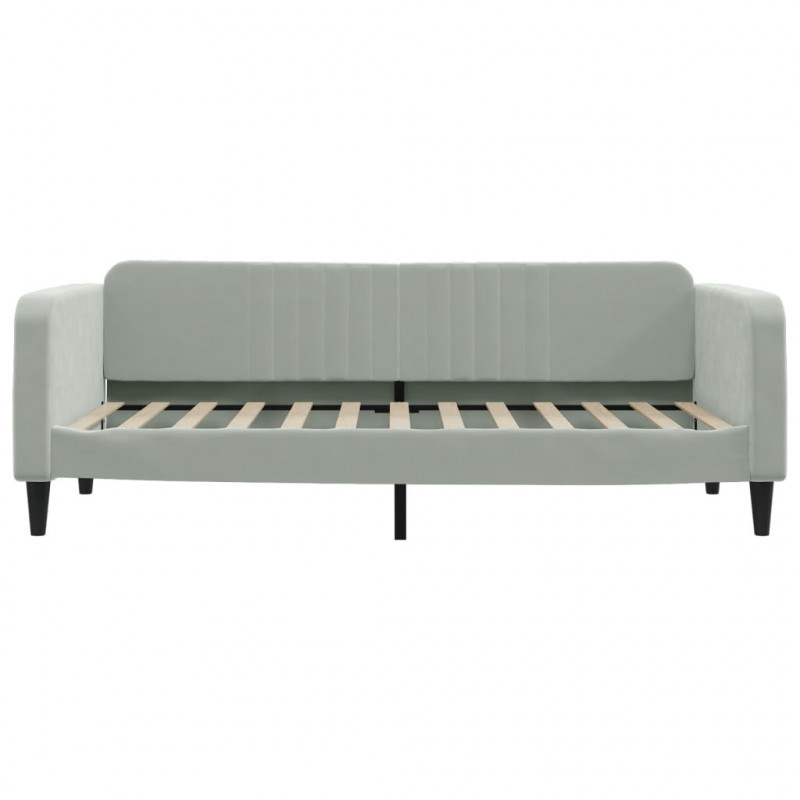 Sofa z materacem do spania, jasnoszara, 90x200 cm, aksamit