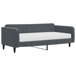 Sofa z materacem do spania, ciemnoszara, 100x200 cm, aksamit