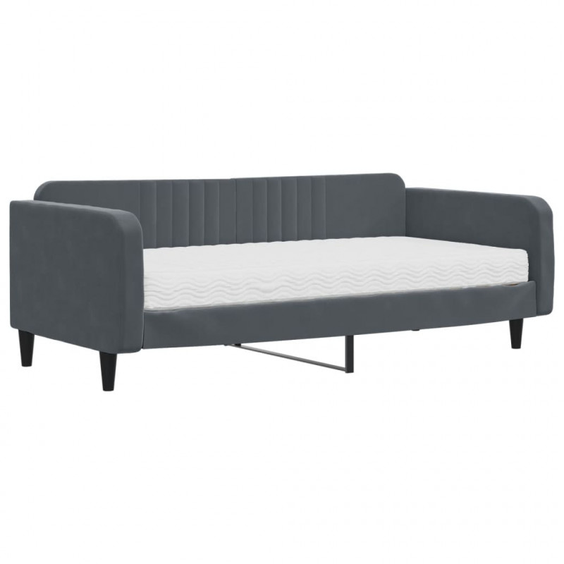 Sofa z materacem do spania, ciemnoszara, 100x200 cm, aksamit