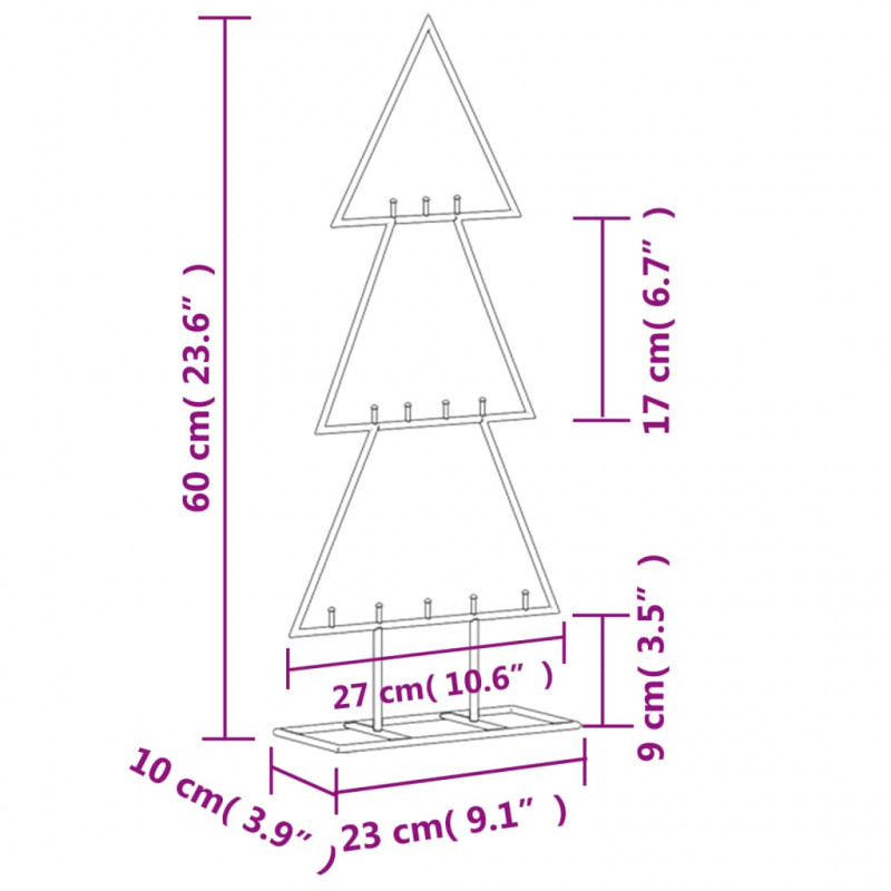 Metalowa choinka świąteczna, do dekoracji, czarna, 60 cm