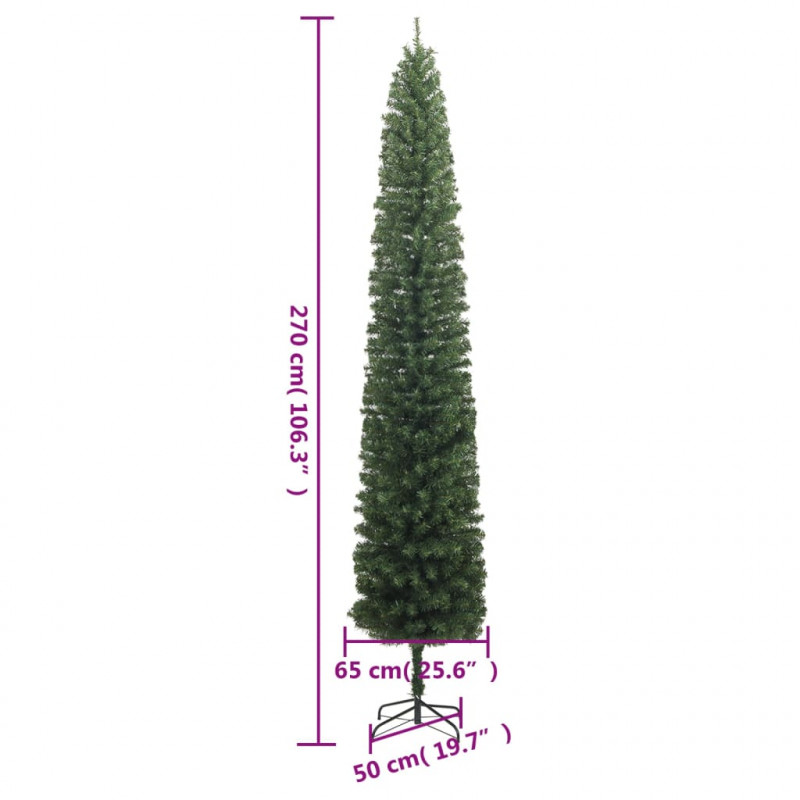 Smukła choinka na stojaku, 270 cm, PVC