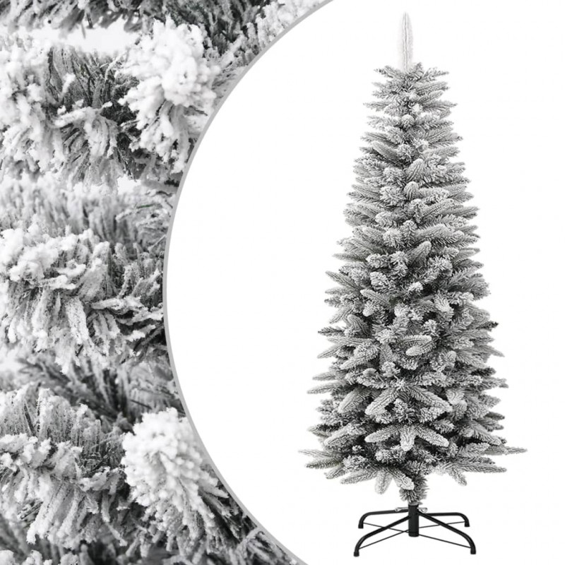 Sztuczna, smukła choinka pokryta śniegiem, 120 cm, PVC i PE