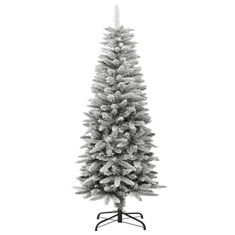 Sztuczna, smukła choinka pokryta śniegiem, 120 cm, PVC i PE