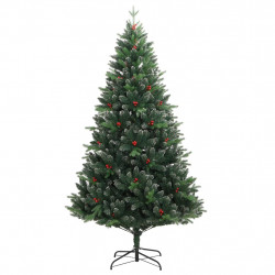 Sztuczna choinka zawiasowa z czerwonymi jagodami, 150 cm