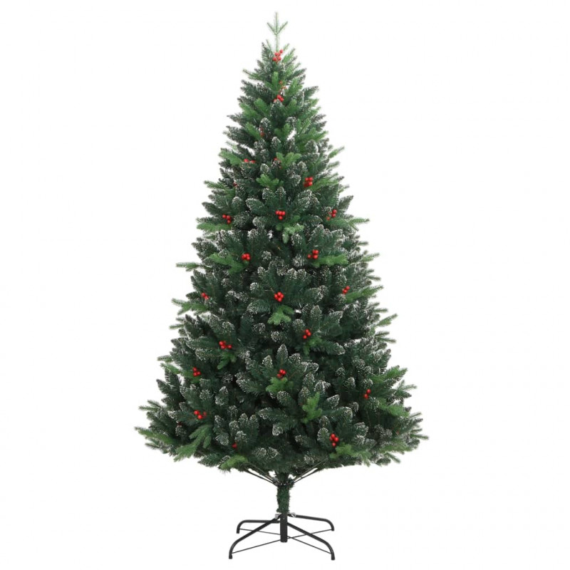 Sztuczna choinka zawiasowa z czerwonymi jagodami, 150 cm