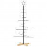 Metalowa choinka z drewnianą podstawą, czarna, 120 cm