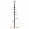 Metalowa choinka z drewnianą podstawą, czarna, 120 cm