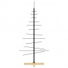 Metalowa choinka z drewnianą podstawą, czarna, 120 cm