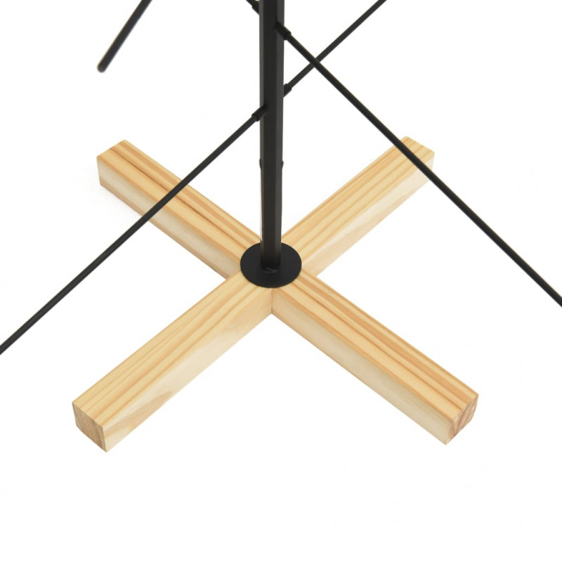 Metalowa choinka z drewnianą podstawą, czarna, 120 cm