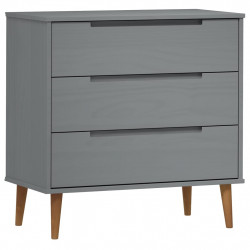 Komoda MOLDE, szara, 80x40x80 cm, lite drewno sosnowe