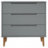 Komoda MOLDE, szara, 80x40x80 cm, lite drewno sosnowe