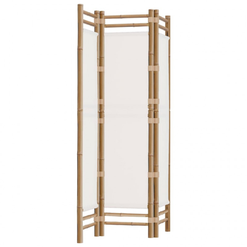 Składany parawan 3-panelowy, 120 cm, bambus i płótno