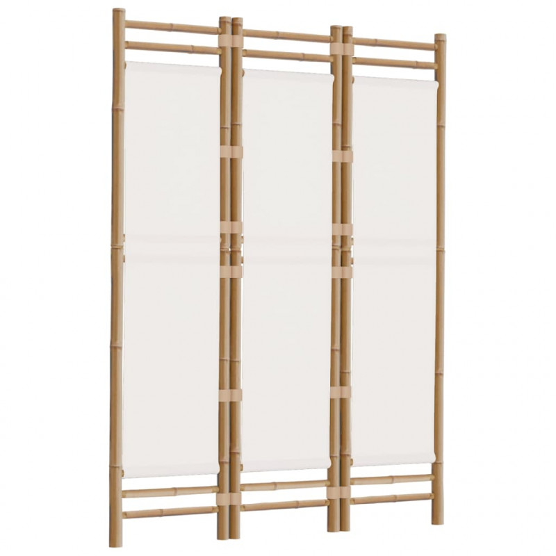Składany parawan 3-panelowy, 120 cm, bambus i płótno