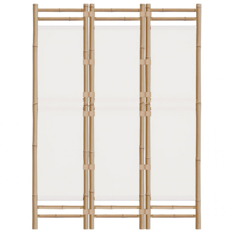 Składany parawan 3-panelowy, 120 cm, bambus i płótno
