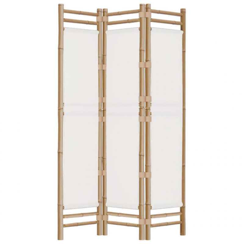 Składany parawan 3-panelowy, 120 cm, bambus i płótno