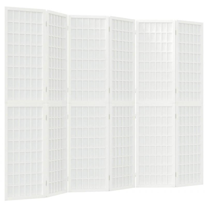 Składany parawan 6-panelowy, styl japoński, 240x170 cm, biały